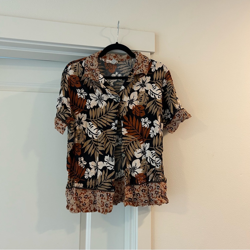 Kudeta vintage beaded button up shirt blouse
